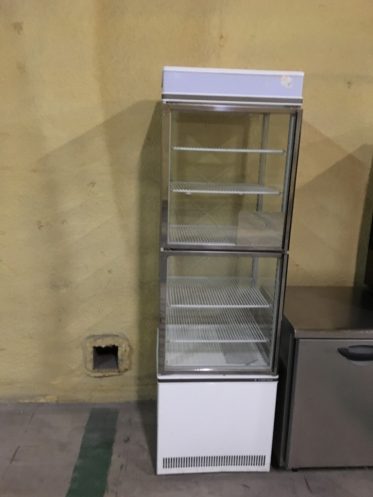 中古】4面ガラスショーケース／サンデン AGV-400XB 幅540×奥行540×高さ1835